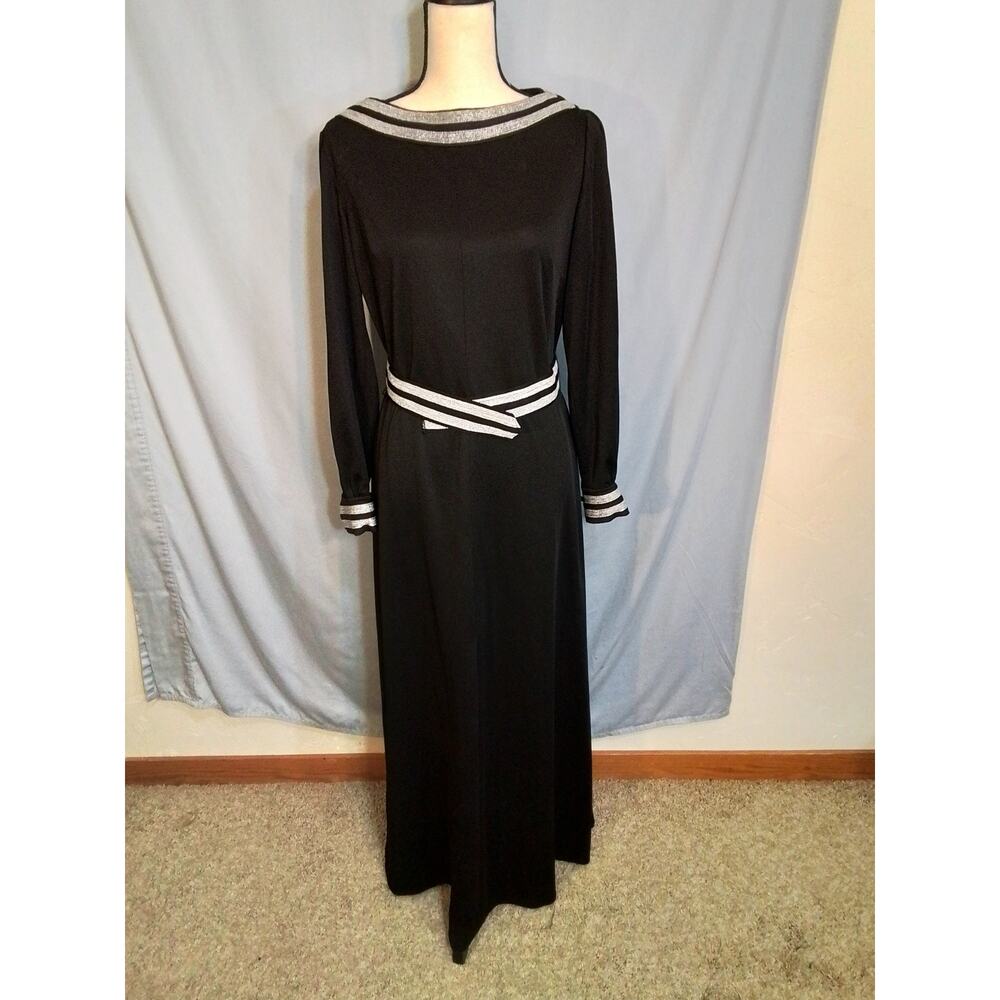R & K knits Black maxi dress with silver embellishment